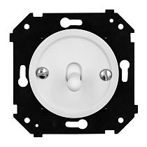 Выключатель одноклавишный (скрытый монтаж), пластик, цвет Белый матовый (тумблерный) Bironi