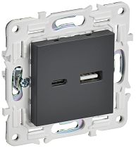 SKANDY Розетка USB A+C 18Вт SK-R13T титан IEK SKANDY Розетка USB A+C 18Вт SK-R13T титан IEK
