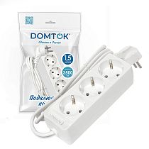 Удлинитель быт. "DOMTOK" 3гн., ПВС 3*1, 3,5кВт, з/к 1,5м