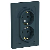AtlasDesign Изумруд Розетка с заземлением 2 постовая, 16А, (в сборе с рамкой) Systeme Electric (Schneider Electric)