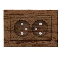 Розетка двухместная UNIVERSAL серия "Афина" без заземления, скрытой установки, с защитными шторками, 16А, 220В, венге (еврослот)