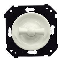 Выключатель двухклавишный (скрытый монтаж), Слоновая кость матовый Bironi