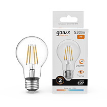 Лампа Gauss Filament Elementary А60 7W 530lm 2700К Е27 LED 1/10/50