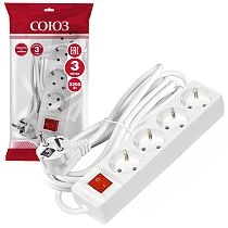 Удлинитель бытовой Союз 2200 Вт (с/з выкл.) 4гн. ПВС 3м