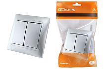 Выключатель 2-х кл. 10А серебр. металлик "Лама"  TDM