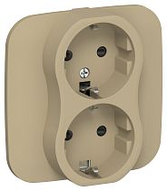 FLITE Розетка 2-местная с заземлением с защитными шторками безвинтовое крепление 16А РСш12-1-А-ФлХ хаки IEK