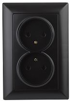 Розетка ЭРА Intro Solo 4-204-05 без заземления двойная 16А-250В, IP20, скрытой установки, антрацит