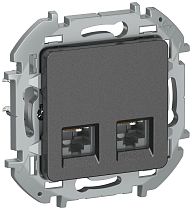 IEKINSPIRIA Розетка компьютерная двойная RJ45 категория 6 UTP 6738431 антрацит IEK