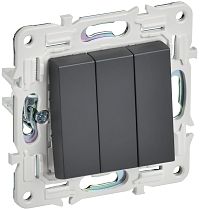 SKANDY Выключатель 3-клавишный 10А SK-V11T титан IEK