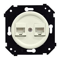 Розетка двойная компьютерная механизм + накладка, цвет Слоновая кость матовый (скрытый монтаж) Bironi