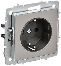 BRITE Розетка 1-местная с заземлением без защитных шторок 16А РС11-1-0-БрГН металл хром/никель IEK