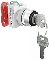 Переключатель на 3 фиксированных положения  I-O-II с ключом 1НО+1НЗ AKS DEKraft