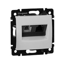 Розетка телефон компьютер RJ11+RJ45 в рамку категория 5е белая VALENA Legrand