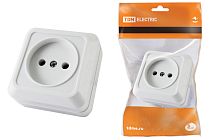 Розетка 2П открытой установки IP20 10А, белая "Ладога"  TDM