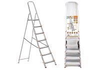 Стремянка алюминиевая СА7, 7 ступеней, усиленный профиль h=1470 мм, Народная TDM