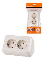 Розетка угловая двойная 2П+3 открытой установки с з/ш IP20 250В 16А сл. кость "Ладога"  TDM