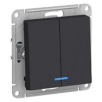 AtlasDesign Карбон Выключатель 2 клавишный с подсветкой  сх.5а, 10АХ Systeme Electric (Schneider Electric)