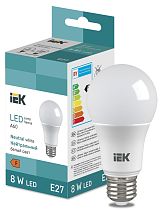 Лампа LED груша Bulb A60 710lm 4000K E27  IEK
