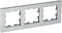 Рамка BRITE трехместная РУ-3-1-БрА металл алюминий  IEK
