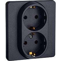 INSPIRIA Розетка 2-местная с заземлением без защитных шторок 16А в сборе антрацит