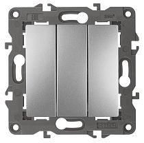 Выключатель ЭРА Elegance 14-1107-03 10А 250В алюминий трёхклавишный