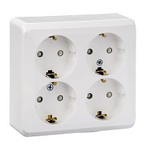 ЭТЮД открытая установка Белый Розетка 4-ая с заземлением со шторками Systeme Electric (Schneider Electric)