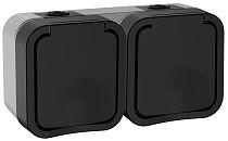 TORS Розетка 2-местная горизонтальная 16А IP55 TS122 графит  IEK