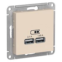 AtlasDesign Бежевый Розетка USB 2-ая, 5В, 2,1 А Systeme Electric (Schneider Electric) AtlasDesign Бежевый Розетка USB 2-ая, 5В, 2,1 А Systeme Electric (Schneider Electric)