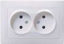 РС12-2-КБ Розетка 2местная без заземлением без защитными шторками10А КВАРТА (белый) IEK