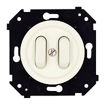 Выключатель двухклавишный (скрытый монтаж), пластик, цвет Слоновая кость матовый (клавишный) Bironi