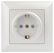 Розетка ЭРА Intro Solo 4-206-06 с заземлением 2P+E Schuko со шторками, 16А-250В, IP20, скрытой установки, перламутр