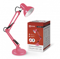 Светильник настольный под лампу на основании + струбцина СНО 15Р 60Вт E27 230В РОЗОВЫЙ IN HOME Светильник настольный под лампу на основании + струбцина СНО 15Р 60Вт E27 230В РОЗОВЫЙ IN HOME