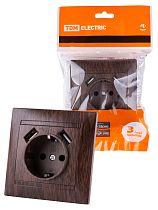 Розетка 2П+З 16А 250В + 2 USB порта 2,1А 5В венге "Лама"  TDM