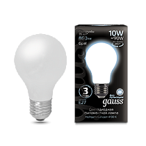 Лампа светодиодная Gauss Filament А60 10Вт 860lm 4100К Е27 milky