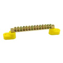 Шина нулевая TS-0609B 6х9 14 отв. на угловых изоляторах жел.  ЭНЕРГИЯ