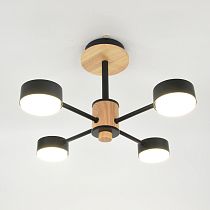 Люстра под лампу General  GCHL-4GX53-M Черная+Дерево Элизиум