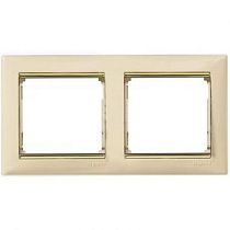 VALENA DIY Рамка 2-местная слоновая кость (золотой штрих)