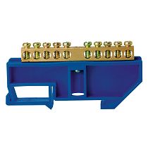 Шина нулевая TS-0609C 6х9 10 отв. на DIN-изоляторе син.  ЭНЕРГИЯ