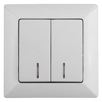 Выключатель ЭРА Intro Solo 4-105-01 IP20 10А 250В белый двухклавишный с подсветкой