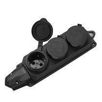 Розеточная колодка General GSB-16-3-G-IP44, 16А, 3 места, с заземлением, без выключателя, IP44