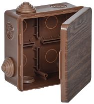 Коробка распаячная КМ для открытой проводки с откидной крышкой 100х100х50мм IP54 8 гермовводов дуб  IEK