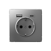 ArtGallery Сталь Розетка 16А с 2 USB A+C, 5В/2,4А/3,0А, 2х5В/1,5А, механизм Systeme Electric (Schneider Electric)