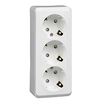 ЭТЮД открытая установка Белый Розетка тройная с заземлением со шторками 16А 250B Systeme Electric (Schneider Electric)