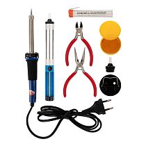 Набор для пайки REXANT №13 (паяльник 30Вт, подставка, канифоль, припой, бокорезы, тонкогубцы)