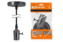 Патрон Е27 с выключателем с подвесом 1 м, металлический "Лофт", черный  TDM