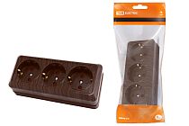 Розетка 3-х местная горизонтальная 2П+3 открытой установки IP20 16A с з/ш бук "Ладога"  TDM Розетка 3-х местная горизонтальная 2П+3 открытой установки IP20 16A с з/ш бук "Ладога"  TDM