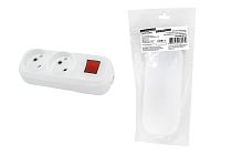 Колодка розеточная 2 гнезда 2П+3 c выключателем 16А 250В белая серии "Народная" TDM