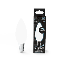 Лампа светодиодная Gauss Filament Свеча 9Вт 610lm 4100К Е14 milky Лампа светодиодная Gauss Filament Свеча 9Вт 610lm 4100К Е14 milky