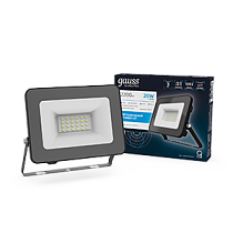 Прожектор светодиодный Gauss Qplus 20Вт 1800lm IP65 6500К черный Прожектор светодиодный Gauss Qplus 20Вт 1800lm IP65 6500К черный