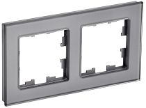 BRITE Рамка двухместная РУ-2-2-БрСе стекло серый  IEK